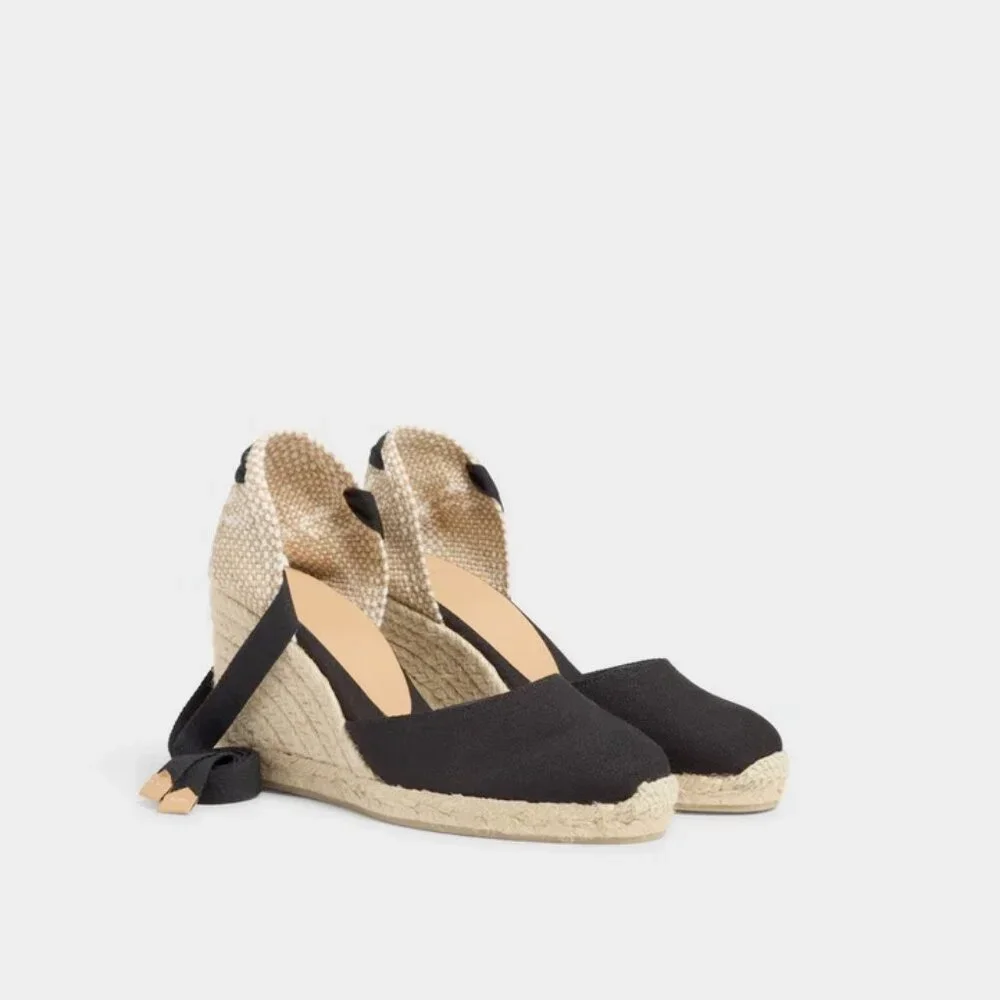 Castaner Carina Espadrille Wedges - Black - 38 - New with Box